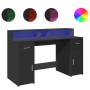 Escritorio con luz LED madera ingeniería negro 140x55x91 cm by , Desks - Ref: Foro24-3309421, Price: 277,79 €, Discount: %