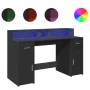 Schreibtisch mit LED-Beleuchtung, schwarzes Ingenieurholz, 140x55x91 cm. von , Schreibtische - Ref: Foro24-3309421, Preis: 28...