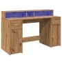 Escritorio con LED madera ingeniería roble artisian 140x55x91cm by , Desks - Ref: Foro24-3309428, Price: 195,49 €, Discount: %