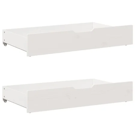 Underbed drawers with wheels, 2 units, solid white pine wood by , Home storage drawers - Ref: Foro24-850924, Price: 102,26 €,...