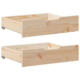 Under-bed drawers with wheels, 2 units, solid pine wood by , Home storage drawers - Ref: Foro24-850932, Price: 73,97 €, Disco...