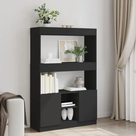 Tall black engineered wood sideboard 92x33x140 cm by , Bookcases and shelves - Ref: Foro24-3309610, Price: 94,54 €, Discount: %