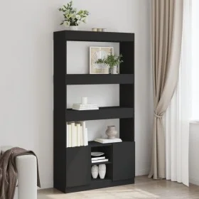 Tall black engineered wood sideboard 92x33x180 cm by , Bookcases and shelves - Ref: Foro24-3309619, Price: 108,67 €, Discount: %