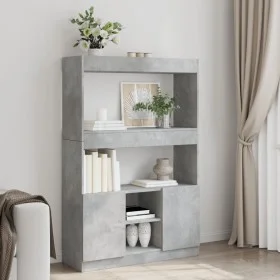 Tall engineered wood sideboard in gray concrete 92x33x140 cm by , Bookcases and shelves - Ref: Foro24-3309612, Price: 91,27 €...