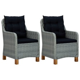 Sillas de jardín con cojines 2 uds ratán sintético gris claro de vidaXL, Sillas de jardín - Ref: Foro24-313318, Precio: 277,8...
