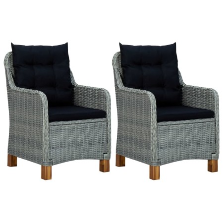 Garden chairs with cushions 2 pcs light gray synthetic rattan by vidaXL, Garden chairs - Ref: Foro24-313318, Price: 277,80 €,...