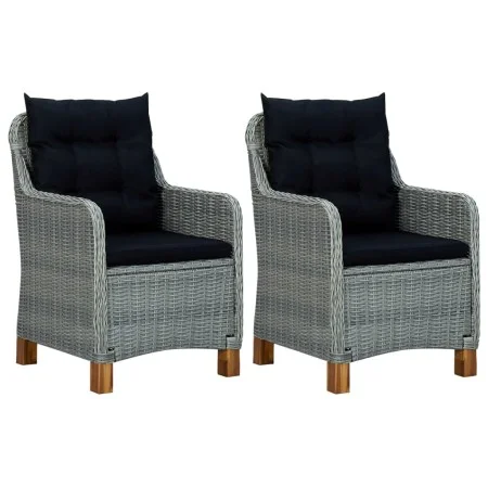 Garden chairs with cushions 2 pcs light gray synthetic rattan by vidaXL, Garden chairs - Ref: Foro24-313318, Price: 273,59 €,...
