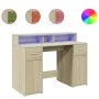 Engineered oak Sonoma 120x55x91 cm desk with LED lights. by , Desks - Ref: Foro24-3309413, Price: 185,18 €, Discount: %