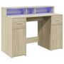 Engineered oak Sonoma 120x55x91 cm desk with LED lights. by , Desks - Ref: Foro24-3309413, Price: 188,30 €, Discount: %