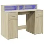 Engineered oak Sonoma 120x55x91 cm desk with LED lights. by , Desks - Ref: Foro24-3309413, Price: 185,18 €, Discount: %
