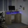 Engineered oak Sonoma 120x55x91 cm desk with LED lights. by , Desks - Ref: Foro24-3309413, Price: 185,18 €, Discount: %