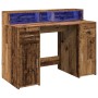 Engineered aged wood desk with LED lights 120x55x91 cm by , Desks - Ref: Foro24-3309418, Price: 170,03 €, Discount: %