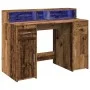 Schreibtisch mit LED-Beleuchtung, Holz in verwitterter Ingenieurstechnik, 120x55x91 cm. von , Schreibtische - Ref: Foro24-330...