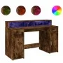 Desk with LED lighting, engineered smoked oak wood, 140x55x91 cm by , Desks - Ref: Foro24-3309424, Price: 172,81 €, Discount: %