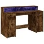 Desk with LED lighting, engineered smoked oak wood, 140x55x91 cm by , Desks - Ref: Foro24-3309424, Price: 172,81 €, Discount: %