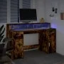 Schreibtisch mit LED-Beleuchtung, Eichenholz in geräucherter Ausführung, 140x55x91 cm. von , Schreibtische - Ref: Foro24-3309...