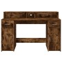 Escritorio con LED madera ingeniería roble ahumado 140x55x91 cm de , Escritorios - Ref: Foro24-3309424, Precio: 172,41 €, Des...