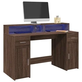 Schreibtisch mit LED-Beleuchtung, aus braunem Eichenholz, 140x55x91 cm. von , Schreibtische - Ref: Foro24-3309426, Preis: 178...