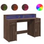 Schreibtisch mit LED-Beleuchtung, aus braunem Eichenholz, 140x55x91 cm. von , Schreibtische - Ref: Foro24-3309426, Preis: 181...