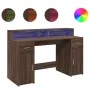 Schreibtisch mit LED-Beleuchtung, aus braunem Eichenholz, 140x55x91 cm. von , Schreibtische - Ref: Foro24-3309426, Preis: 178...