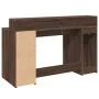 Desk with LED lights, engineered wood in brown oak, 140x55x91 cm. by , Desks - Ref: Foro24-3309426, Price: 178,00 €, Discount: %