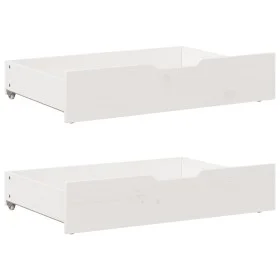 Zwei massive Kiefernholzschubladen mit Rollen unter dem Bett. von , Aufbewahrungsschubladen für zu Hause - Ref: Foro24-850927...