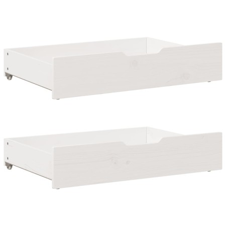 Cajones debajo cama con ruedas 2 uds madera maciza pino blanco