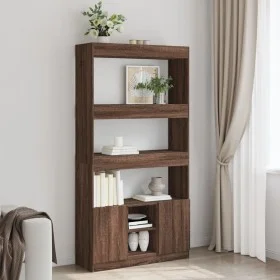 Aparador alto madera de ingeniería roble marrón 92x33x180 cm by , Bookcases and shelves - Ref: Foro24-3309624, Price: 133,11 ...