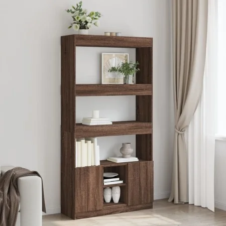 Aparador alto madera de ingeniería roble marrón 92x33x180 cm by , Bookcases and shelves - Ref: Foro24-3309624, Price: 133,11 ...