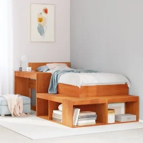 Mueble con escritorio madera maciza pino marrón 232x122x75 cm by , Nightstands - Ref: Foro24-855752, Price: 203,87 €, Discoun...