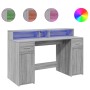 Escritorio con LED madera ingeniería gris sonoma 140x55x91 cm by , Desks - Ref: Foro24-3309425, Price: 213,29 €, Discount: %