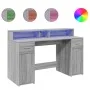 Schreibtisch mit LED-Beleuchtung, Holzoptik in Grau Sonoma, 140x55x91 cm. von , Schreibtische - Ref: Foro24-3309425, Preis: 2...