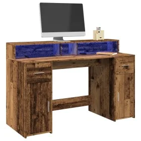Schreibtisch mit LED-Beleuchtung, verwittertes Holz, 140x55x91 cm. von , Schreibtische - Ref: Foro24-3309427, Preis: 189,49 €...