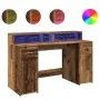 Escritorio con LED madera ingeniería envejecida 140x55x91 cm by , Desks - Ref: Foro24-3309427, Price: 189,49 €, Discount: %