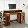 Escritorio con LED madera ingeniería envejecida 140x55x91 cm by , Desks - Ref: Foro24-3309427, Price: 192,58 €, Discount: %