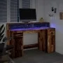 Escritorio con LED madera ingeniería envejecida 140x55x91 cm by , Desks - Ref: Foro24-3309427, Price: 189,49 €, Discount: %