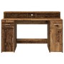 Escritorio con LED madera ingeniería envejecida 140x55x91 cm by , Desks - Ref: Foro24-3309427, Price: 192,58 €, Discount: %