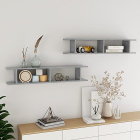 Wandregale 2 Stück Sperrholz grau Betonoptik 105x18x20cm von , Regale und Regale - Ref: Foro24-807209, Preis: 37,33 €, Rabatt: %