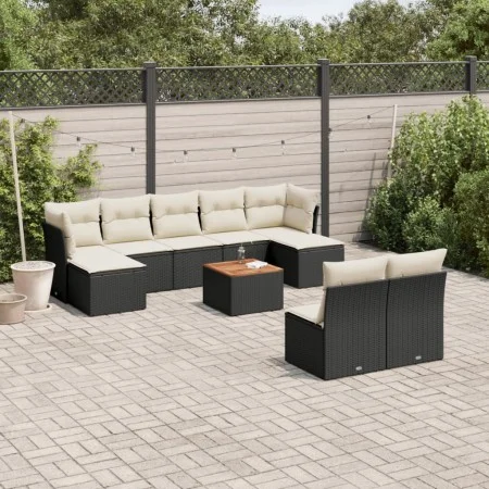 Set de sofás de jardín 10 pzas cojines ratán sintético negro by , Garden sets - Ref: Foro24-3256189, Price: 535,03 €, Discoun...