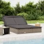 Double sun lounger with foldable canopy, made of gray PE rattan, measuring 213x118x97 cm. by , Loungers - Ref: Foro24-319651,...