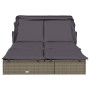 Zweierliege mit faltbarem Baldachin aus grauem PE-Rattan, 213x118x97 cm. von , Liegen - Ref: Foro24-319651, Preis: 263,39 €, ...