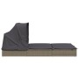 Zweierliege mit faltbarem Baldachin aus grauem PE-Rattan, 213x118x97 cm. von , Liegen - Ref: Foro24-319651, Preis: 263,39 €, ...