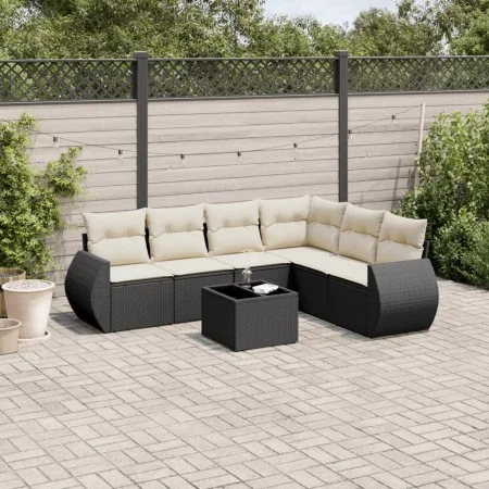 7-piece garden dining set with black synthetic rattan cushions by , Garden sets - Ref: Foro24-3253753, Price: 444,25 €, Disco...