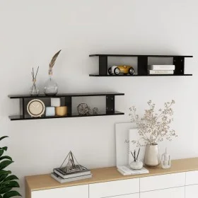 Wandregale 2 Stück Sperrholz schwarz 105x18x20 cm von , Regale und Regale - Ref: Foro24-807206, Preis: 34,36 €, Rabatt: %