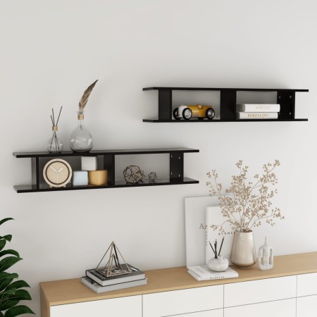 Wandregale 2 Stück Sperrholz schwarz 105x18x20 cm von , Regale und Regale - Ref: Foro24-807206, Preis: 35,55 €, Rabatt: %