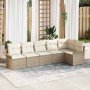 Conjunto de sofá de jardín con cojín 6 pcs Beige Poliratán