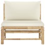 Central bamboo garden sofa with cream white cushions by vidaXL, Modular outdoor sofas - Ref: Foro24-313146, Price: 115,66 €, ...