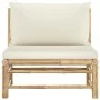 Central bamboo garden sofa with cream white cushions by vidaXL, Modular outdoor sofas - Ref: Foro24-313146, Price: 113,68 €, ...