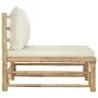 Central bamboo garden sofa with cream white cushions by vidaXL, Modular outdoor sofas - Ref: Foro24-313146, Price: 113,68 €, ...