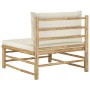 Central bamboo garden sofa with cream white cushions by vidaXL, Modular outdoor sofas - Ref: Foro24-313146, Price: 115,66 €, ...